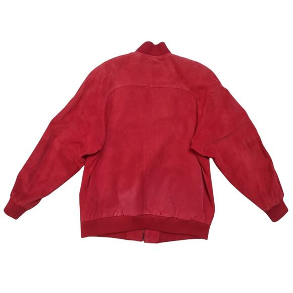 LUIS ALVEAR Vintage Red Suede Coat Size M Leather Bomber Jacket Oversized Unisex - Picture 3 of 15